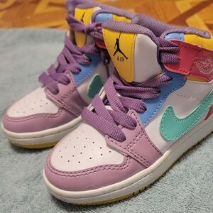 Nike Kids Sneakers - Purple, Teal, and Yellow